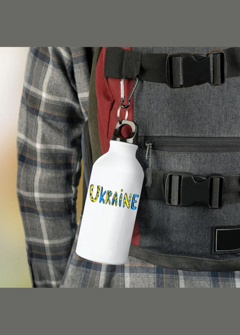 Фляга Ukraine (бутылка) для воды с карабином Металлическая #0019 500 мл Белый No Brand (323639612)