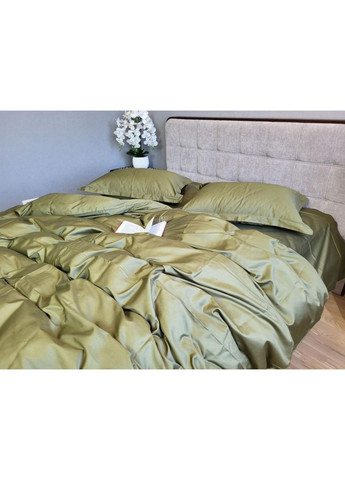 Постільна білизна з резинкою Оливка, сатин PREMIUM Евро розмір, наволочки 70/70 No Brand (363190706)
