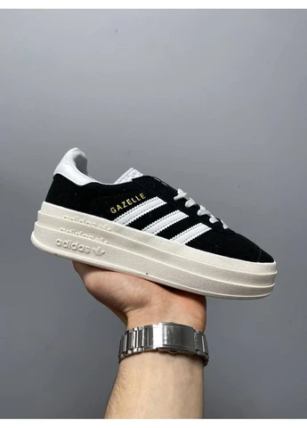 КРОССОВКИ ЖЕНСКИЕ ADIDAS GAZELLE BOLD BLACK WHITE АДИДАС ГАЗЕЛЬ БЕЛЫЕ No Brand белые демисезоны (391968017)