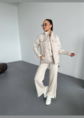Женская айвори стильная трендовая качественная стеганая кашемировая жилетка с высоким воротником и боковыми карманами. No Brand жилетка (288577480)