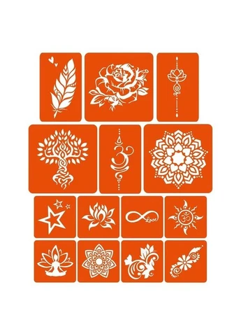 Набір кольорової хни з трафаретами для біо-тату №4 color-henna-set-04 Fresh Tattoo (380709439)