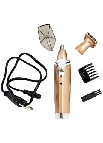 Аккумуляторный триммер для бороды носа и ушей 2в1 с насадками 3 Вт золотистый (2390000056) Geemy GM-3110 (348059295)