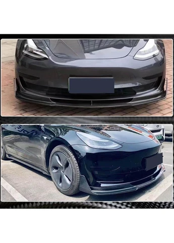 Накладка на передній бампер Lip Карбон V1 (2016-2022) для Model 3 2017- рр Tesla (389782701)