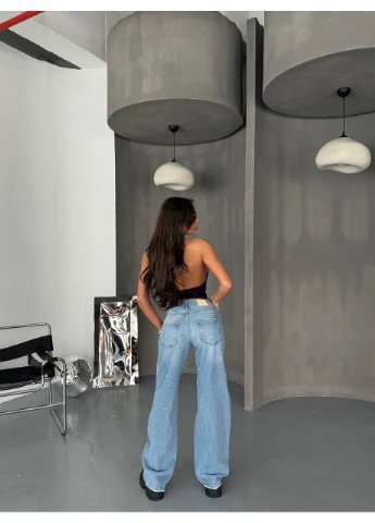 Джинси жіночі wide leg 34 Блакитні No Brand - (382374216)