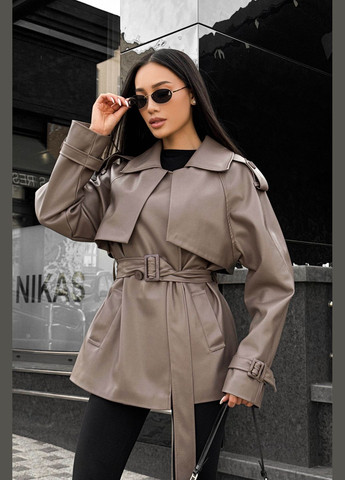 Кавова демісезонна куртка-тренч Liton