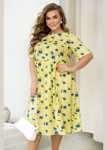 Жовтий повсякденний сукня Minova з квітковим принтом
