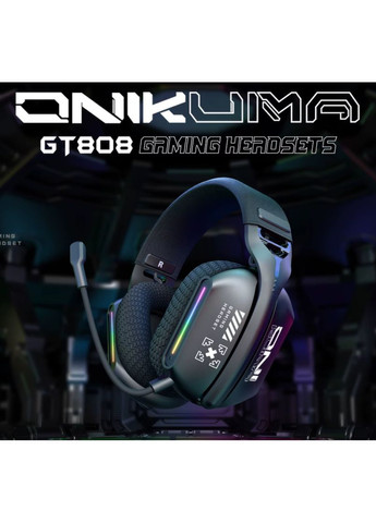 Игровые беспроводные наушники GT8О8L с микрофоном | Bluetooth 5.3 + 2.4G + AUX RGB-подсветка Для ПК, PS4, PS5, Xbox Onikuma (365752626)