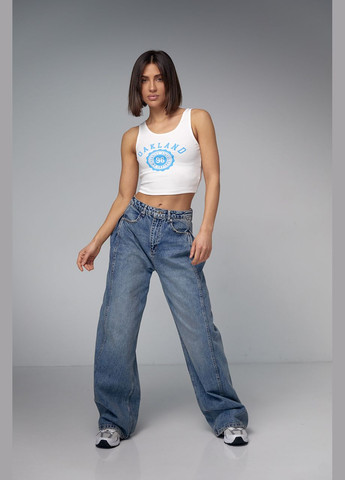 Женский топ в рубчик с принтом Oakland Liton (296908975)