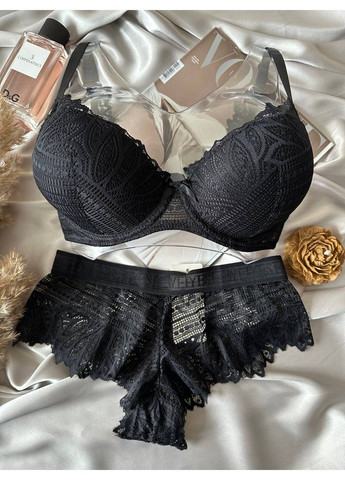 Чорний чорний комплект жіночої нижньої білизни з мереживом Weiyesi