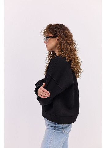 Черный утепленный женский свитшот коричневый с принтом на спине Arjen (361056626)