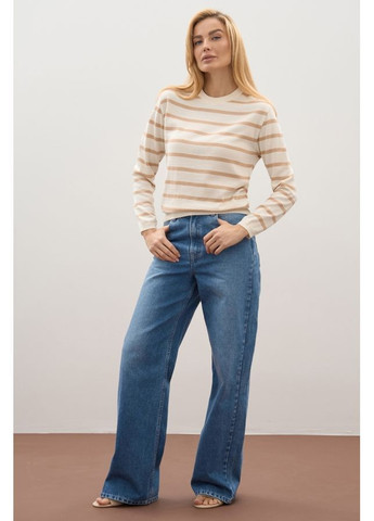 Бежевый джемпер в полоску 2800 айвори – миндальный Triko Bakh