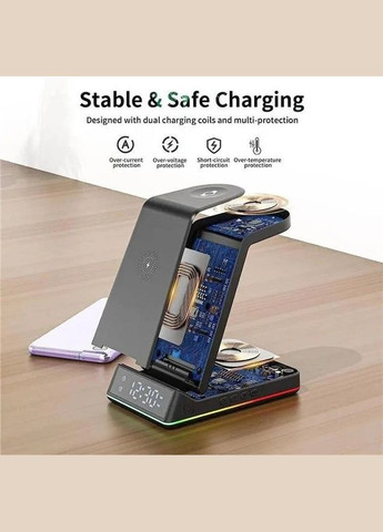 Док-станция беспроводная с часами 5в1 15 Вт, Белый No Brand RGB (321951985)