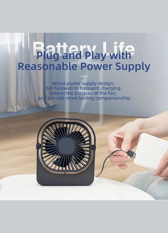 Вентилятор портативний від USB TT-01 3 швидкості синій No Brand (329191990)