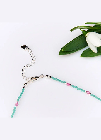 Чокер Шпінель (сплав) колір Тіффані + Циркон рожевий, фур-ра гіп-ний сплав колір срібло d-2-3мм L-38-43см No Brand циркон, шпінель латунь, медичний сплав срібло (323654080)