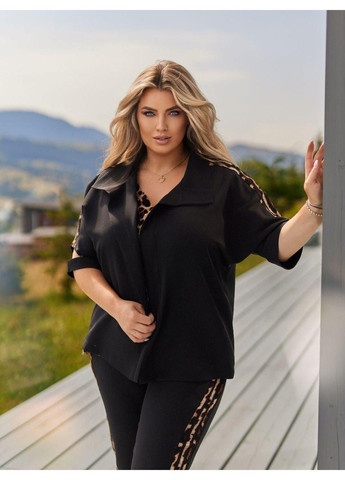 Костюм деловой, тройка: "Лео- лампасы" с лео втавками мод ВДЖВ-1032, черный, 56-58 No Brand (355469765)