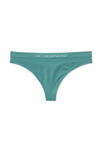 Трусики-стрінги жіночі з мікрофібри Seamless Thong Panty зелені Victoria's Secret (361432631)