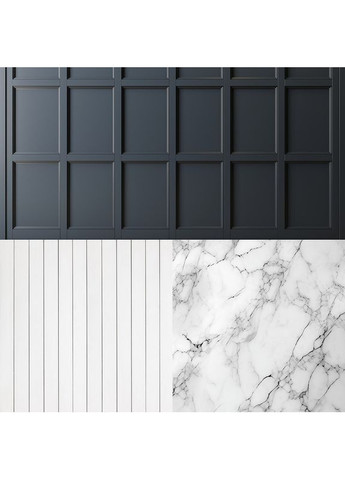 Угловой виниловый фотофон 3D, тёмная панельная стена, пол белая рейка и мрамор, 80×80 см, №58376 PhotoVinyl (354377093)