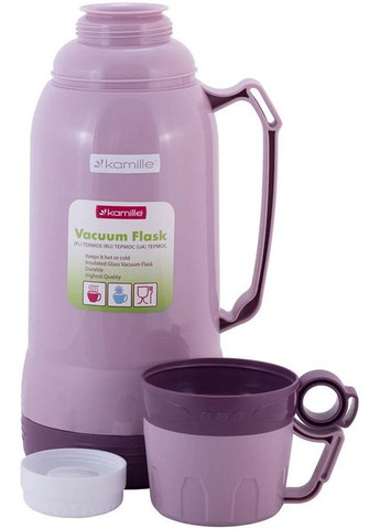 Термос Glass 1800мл стеклянная колба для чая и кофе с 2 чашками термоконтейнер Kamille (368980104)