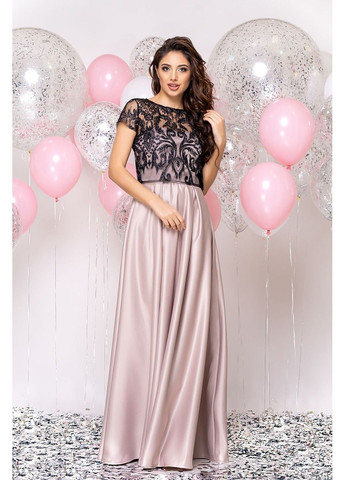 Бежева вечірня сукня атлас гліттер 20020 бежева Tanita-Romario