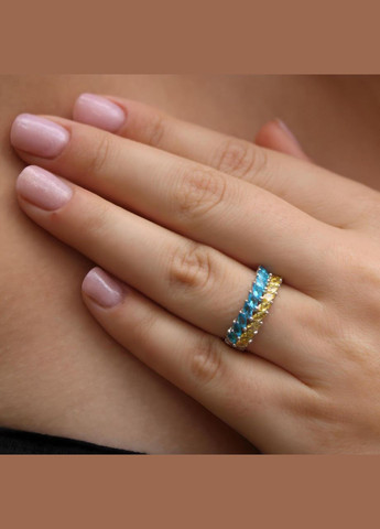 Каблучка срібне кільце Колосок з Жовтими та блакитними каменями розмір срібло 925 проби Родирован 45195р No Brand (306741832)