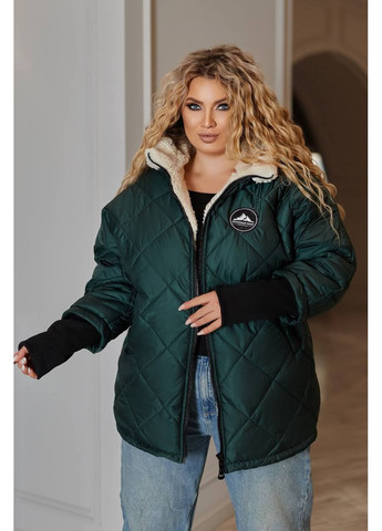 Смарагдова зимня куртка жіноча зимова з капюшоном No Brand