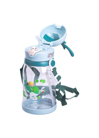 Пляшка для води дитяча 550 мл на ремінці пляшечка з трубочкою для спорту та школи HP-14-44TU Yiwu (351431472)