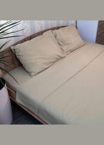 Комплект постельного белья Евро 200х220 Поплин 120 г/м2 Хлопок (Светлокоричневый) 2 х 70х70 GM Textile (273378645)