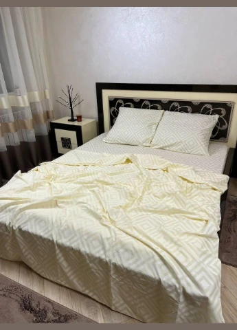 Постельное белье хлопковое Карат Двуспальное 180 x 220 Бязь Бежевое 70 х 70 No Brand (332796720)