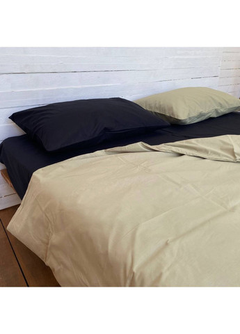 Постельное белье Черный+Хаки ранфорс Евро размер, наволочки 50/70 No Brand (364219690)