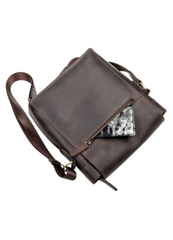 Чоловіча шкіряна сумка через плече планшет месенджер із натуральної шкіри коричнева 23*25*8,5 см Shvigel (329151789)
