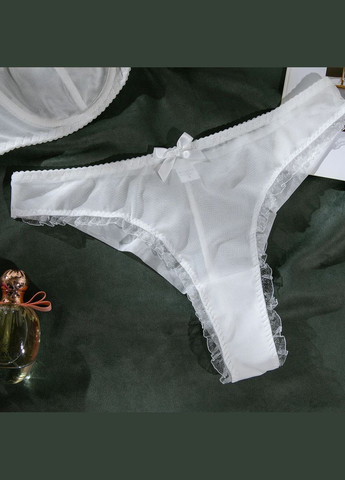 Білий демісезонний комплект жіночої білизни в сіточку бюстгальтер і трусики танга No Brand Комплект білизни