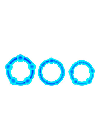 Кольцо на пенис набор 3 шт кольцо на член эрекция с шариками разного размера голубого цвета China (317747723)