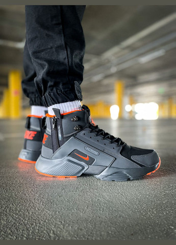 Черные зимние кроссовки зимние мужские nike huarache x acronym winter mid black termo | найк хуарачи х акронум высокие черные термо No Brand