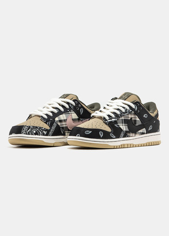 Коричневые зимние кроссовки зимние мужские и женские nike sb dunk low x travis scott cactus jack winter | найк сб данк низкие коричневые с мехом No Brand