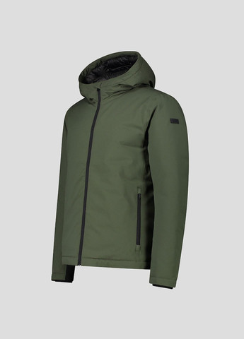 Зеленая зимняя мужская темно-зеленая куртка на синтепоне man jacket fix hood CMP