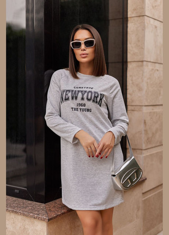 Сіра спортивне трикотажне плаття з написом Fashion Girl