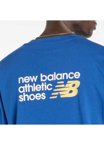 Чоловічий синій лонгслів Athletics Premium Back Logo Long Sleeve 50 (L) (MT51931GAB) New Balance MT51931 синій