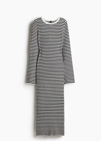 Молочное кэжуал платье H&M в полоску