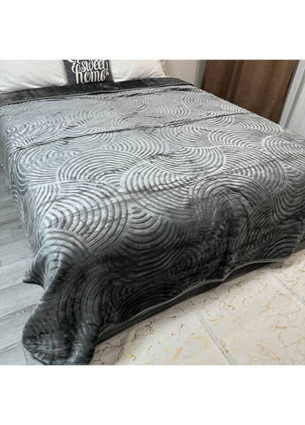 Теплое покрывало на кровать акриловое 200x230 см графитового цвета. No Brand (367912410)