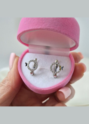 Серебряные серьги Бабочки с Белыми Камнями Серебро 925 пробы Родированное 82108б 2.11г No Brand (334012769)