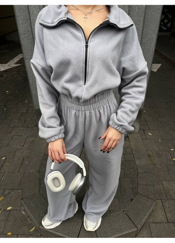 Комбінезон оверсайз з полар флісу ЗАМІРИ В ОПИСІ DK/DL Мода без кордонів однотонний сірий повсякденний фліс