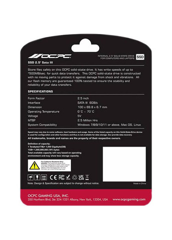 SSD накопитель XTL-200 256GB 2.5" SATAIII 3D NAND (TLC) (SSD25S3T256GLT) OCPC (328389184)
