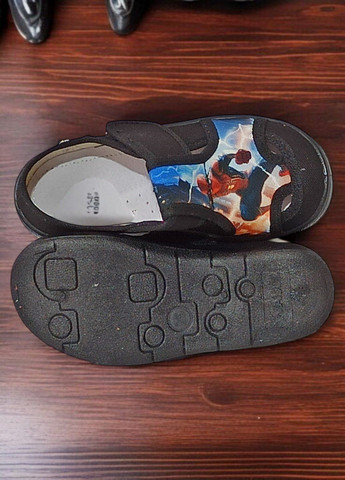 Черные ортопедические тапочки на липучке для мальчика сменная обувь в садик Waldi