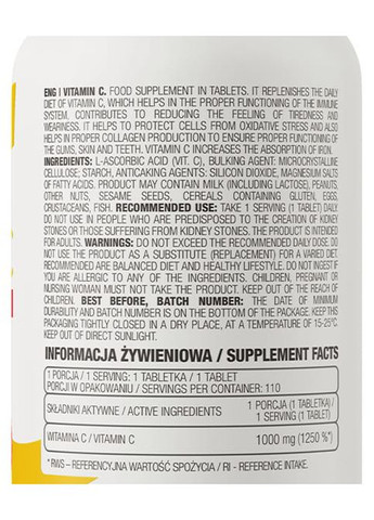 Vitamin C Limited Edition 110 Tabs Ostrovit (278761786)