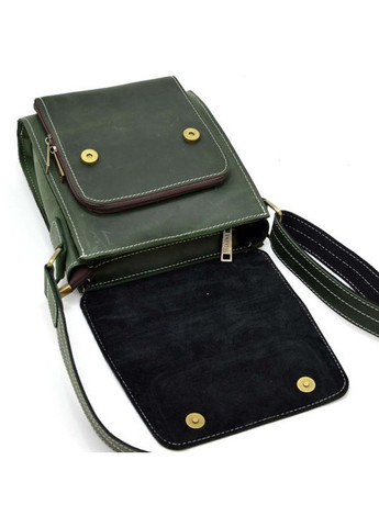 Мужская сумка через плечо из натуральной кожи с дополнительными карманами зеленая TARWA (302315096)