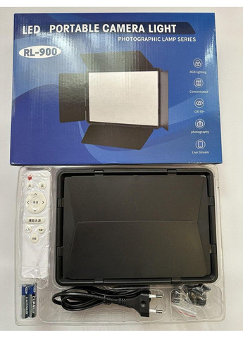 Светодиодная лампа Led-панель для съемки с пультом и штативом Camera light RL-900 Black No Brand (362191492)