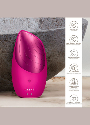 Электронная звуковая термо щетка для лица Sonic Thermo Facial Brush 6в1 magenta GESKE (341525869)