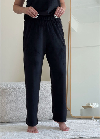 Чорна всесезон велюрова піжама з широкими штанами та футболкою футболка + штани Merlini Катто