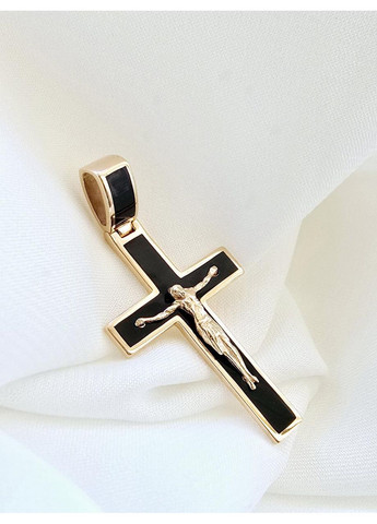 Золотой крестик с распятием и черной эмалью SOVA (3,2см х 1,6см) 3108765101-1п SOVA jewelry house (365268279)