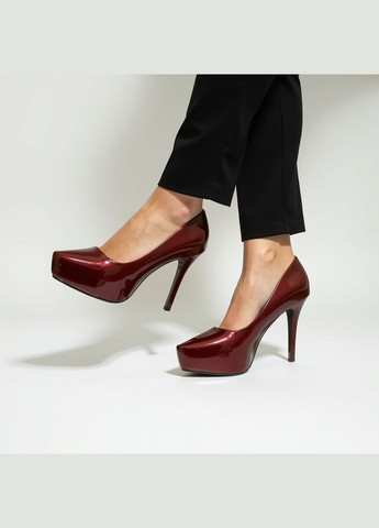 Seven Жіночі шкіряні туфлі на високих підборах 1347 Бордові бордовий з штучна шкіра, — демісезон (326960706)